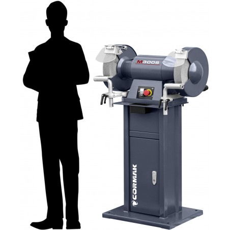 Smerigliatrice a doppio disco CORMAK M300S con base, officina | CORMAK