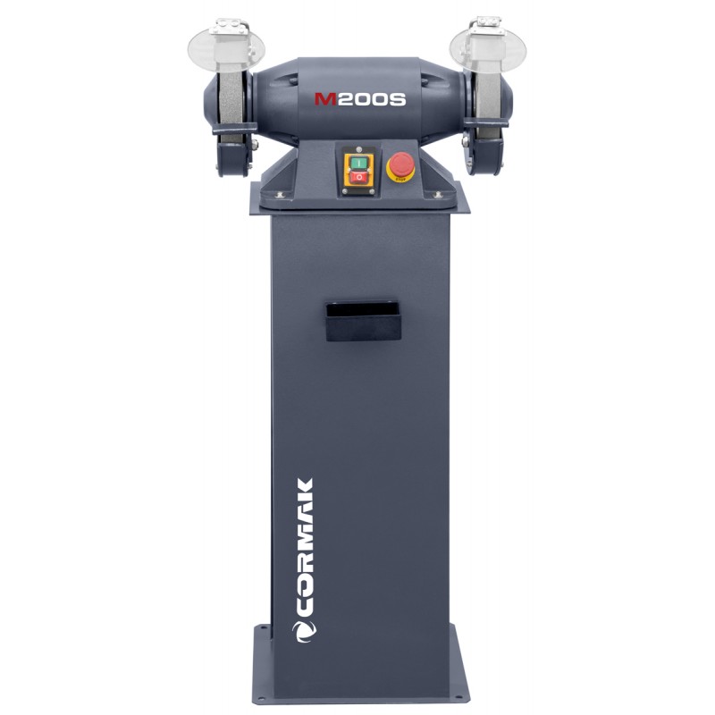 Smerigliatrice a doppio disco CORMAK M200S con base, officina | CORMAK