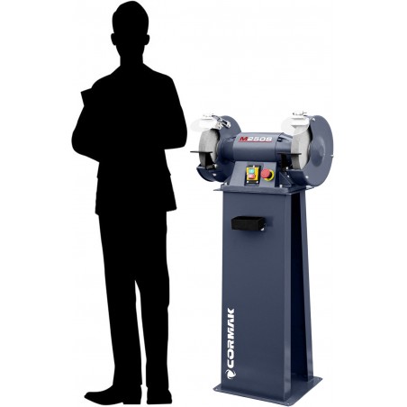 Smerigliatrice a doppio disco CORMAK M200S con base, officina | CORMAK