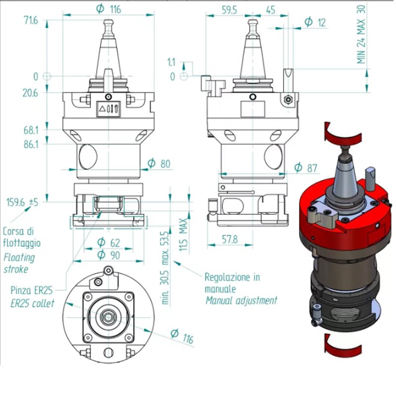 Aggregato CNC ISO30 ER32 con Compensazione ATC | CORMAK