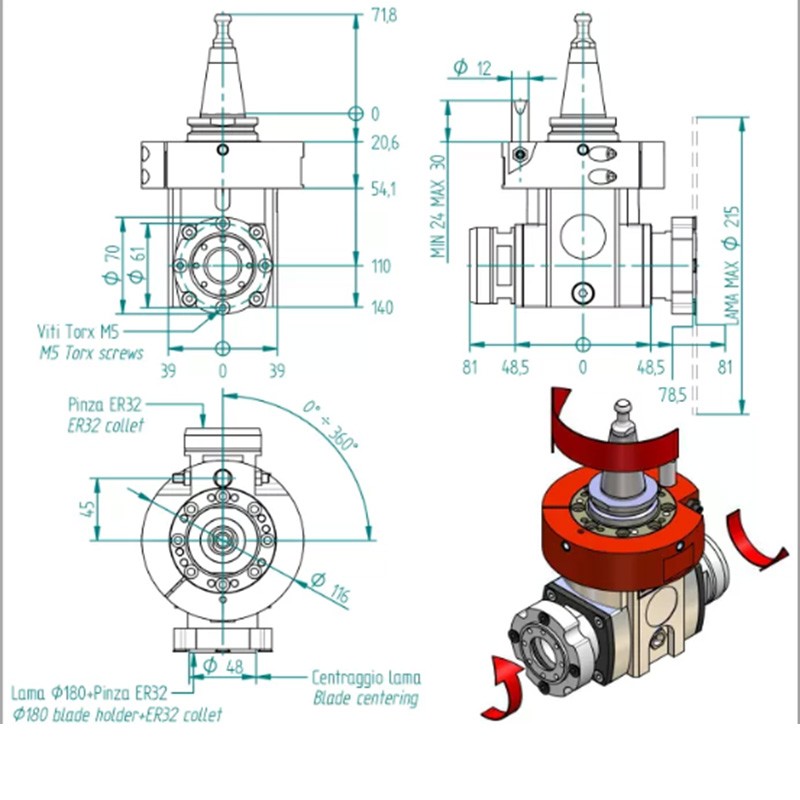 Aggregato CNC ISO30 ER32 + Sega 90° ATC | CORMAK