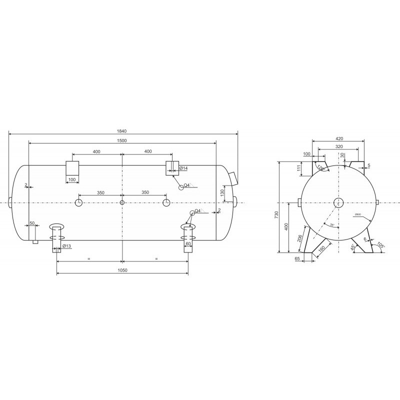 Compressore a vite con essiccatore e serbatoio 500L CORMAK LUFT 700 COMPACT 650L/min 5.5kW