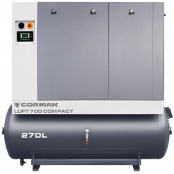 Compressore a vite con essiccatore e serbatoio 270L CORMAK LUFT 700 COMPACT 650L/min 5.5kW