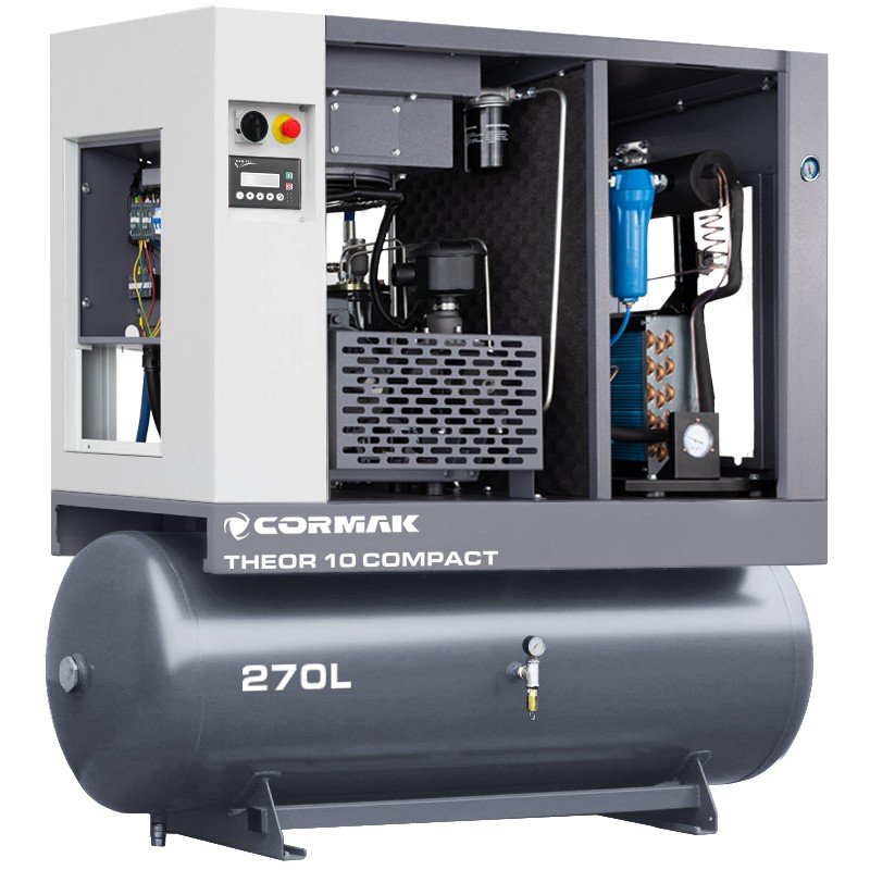 Compressore a vite con essiccatore CORMAK THEOR 10 COMPACT - 7,5kW - 950L/min - serbatoio 270L