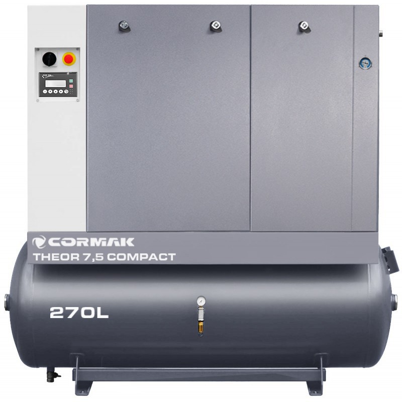 Compressore a vite con essiccatore CORMAK THEOR 7,5 COMPACT - 5,5kW - 650L/min - serbatoio 270L