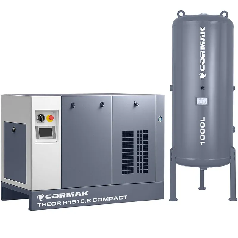 Compressore a vite ad alta pressione CORMAK THEOR H1515.8 COMPACT con essiccatore e serbatoio 1000L