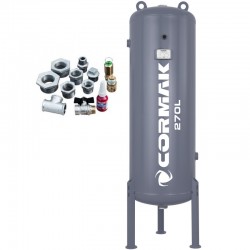 Compressore a vite con inverter, essiccatore IZBERG N10S e serbatoio verticale 270L CORMAK LUFT 1000 950L/min 7.5kW