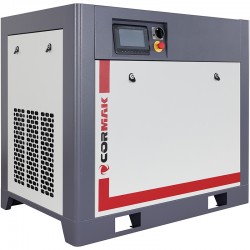 Compressore a vite con inverter, essiccatore IZBERG N30S e serbatoio verticale 1000L CORMAK THEOR 30 3200L/min 22kW