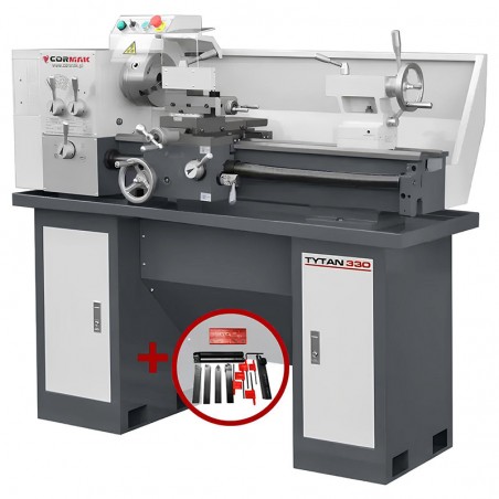 Tornio universale convenzionale CORMAK 330 x 700 230V con base + set di utensili | CORMAK