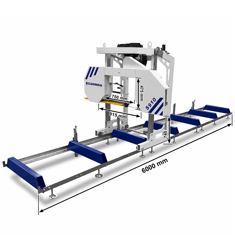 Sega a nastro per legno a benzina CORMAK S910 – Trak portatile professionale 22 HP