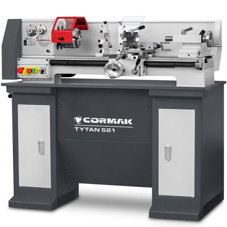 Tornio universale convenzionale CORMAK TYTAN 210x520 230V + set utensili + basamento | Produttore CORMAK