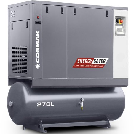 Compressore a vite con essiccatore e serbatoio 270L CORMAK LUFT 1000 VSD+PM COMPACT 950L/min 7.5kW