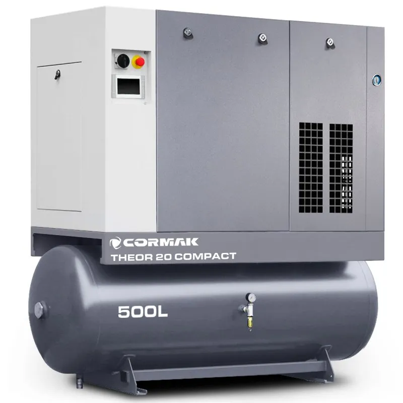 Compressore a vite con essiccatore, inverter e serbatoio 500L CORMAK THEOR 20 COMPACT 2000L/min 15kW