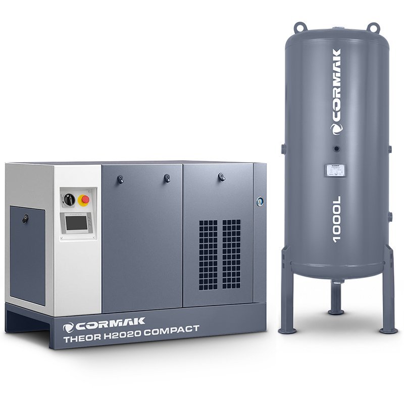 Compressore a vite alta pressione 22kW - 20bar CORMAK THEOR H2020 COMPACT con essiccatore e serbatoio 1000L | CORMAK